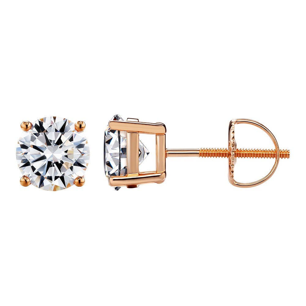 14k Rose Gold 1ct Diamond Earrings