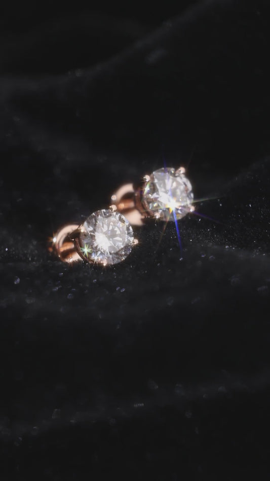 14k Rose Gold 1ct Diamond Earrings